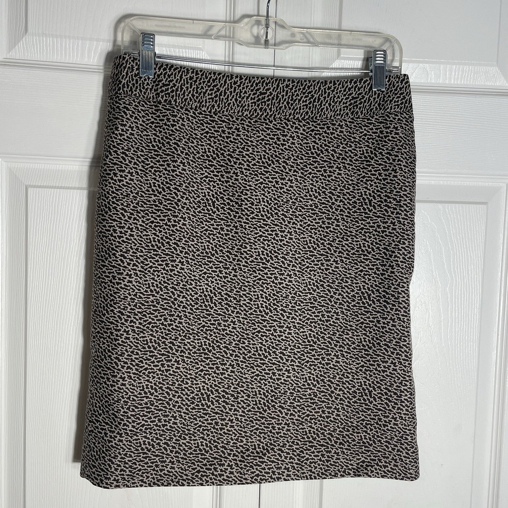LOFT Animal Print Straight Pencil Skirt Women‎ 4 Brown Cotton Silk Blend Lined